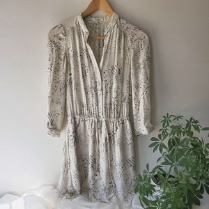 Aritzia Babaton white animal print shirt dress XXS